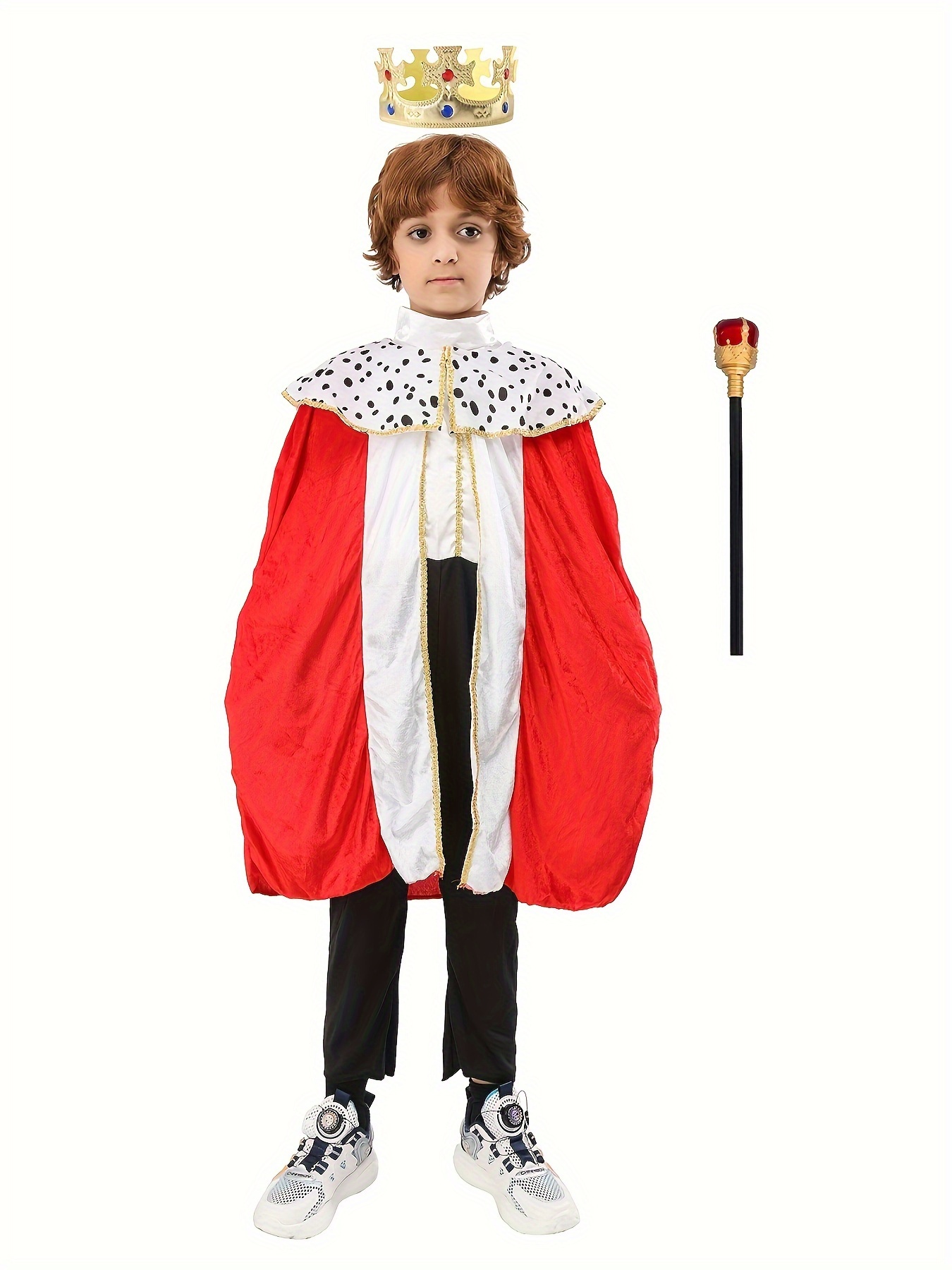 King Costume For Kids Robe Crown Scepter Set Boys Royal Prince Cape Dress Up Cosplay1